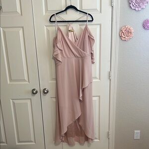 City Chic Pink Asymmetrical Ruffled Sundress